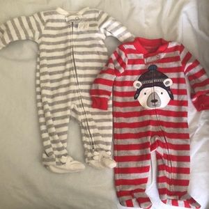 Carters 3 month fleece sleep and play set of 2
